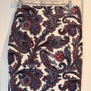 Ann Taylor Paisley Straight Skirt